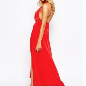 Asos coral pink halter tie backless maxi dress